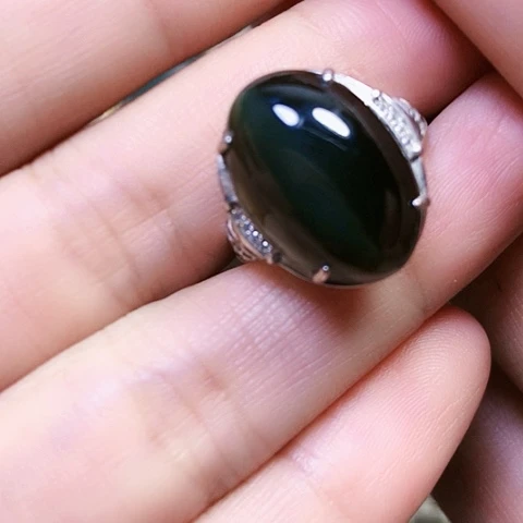 银S925镶嵌戒指和田玉