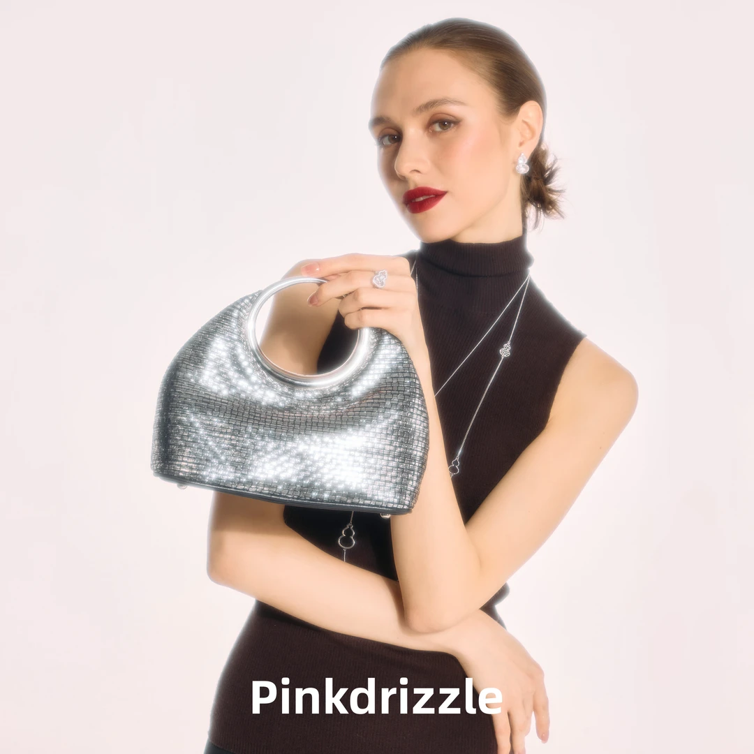 Pinkdrizzle银河皓月手提斜跨编织包时尚单肩包