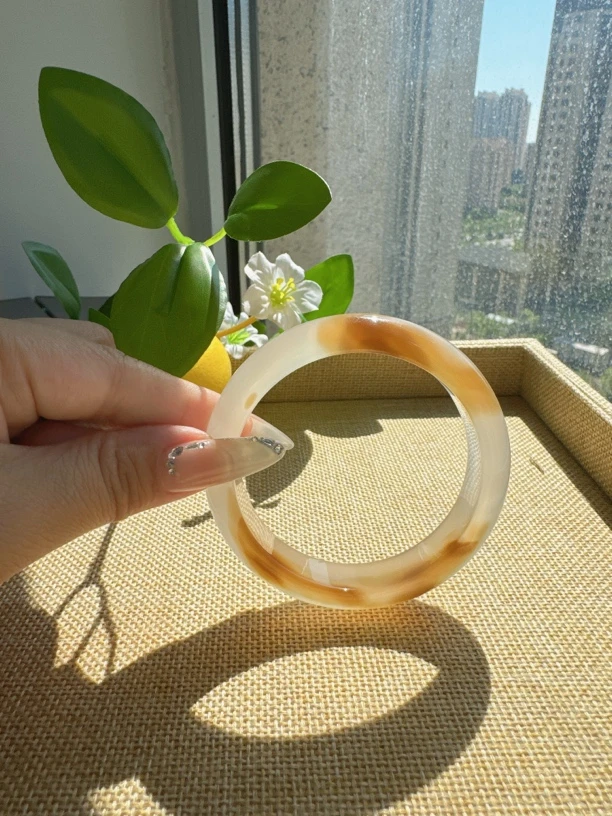 焦糖锦鲤飘色纹渐变特色天然玛瑙时尚气质款
