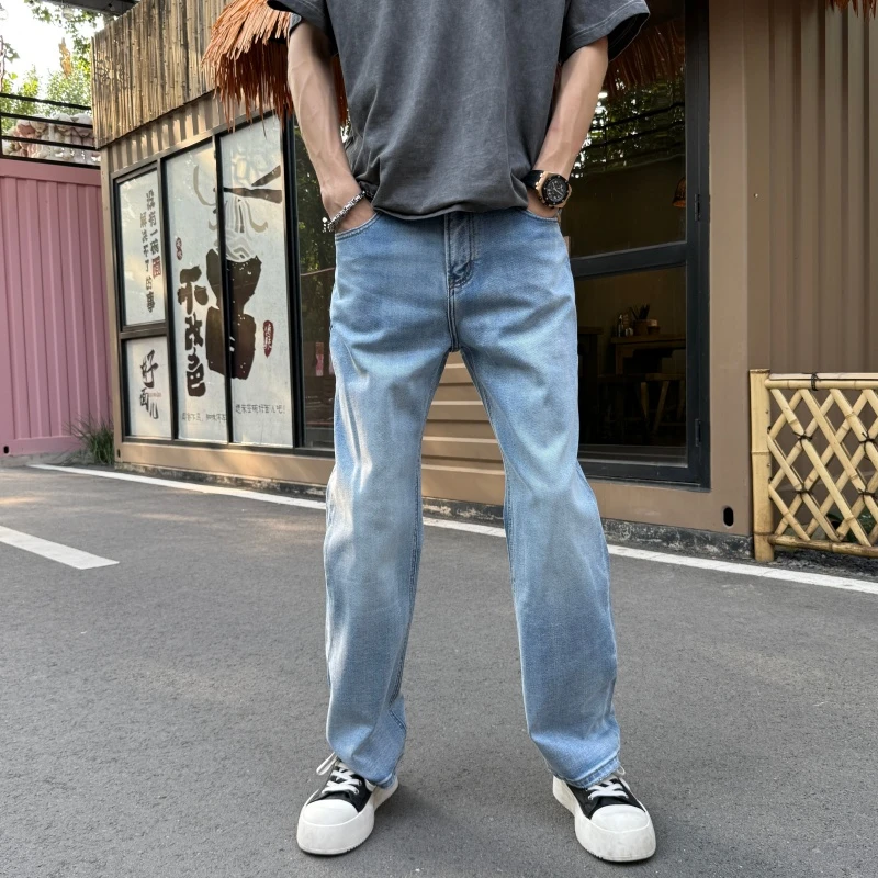直筒裤2025秋冬新款净版水洗牛仔裤锥形秋冬男士水洗棉直筒牛仔裤