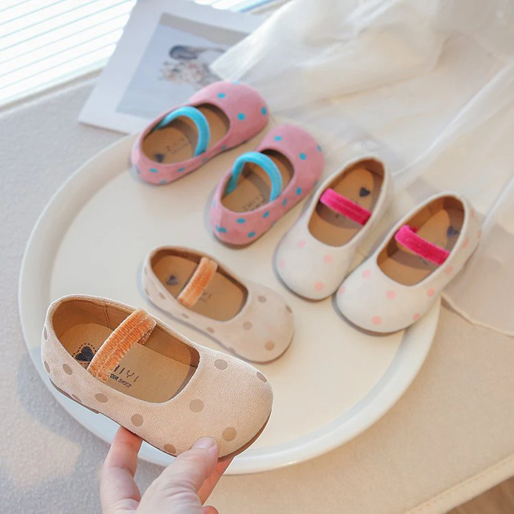 女童鞋子2025春夏新款时尚圆头小瓢鞋女童公主鞋女宝多巴胺波点