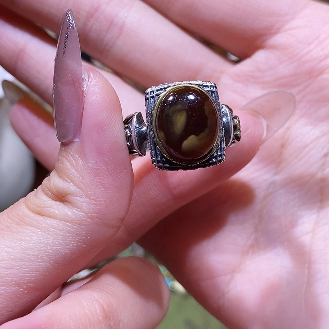 聿***青琥珀银S925镶嵌戒指