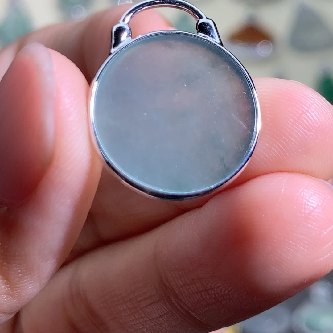 翡翠18K金镶嵌吊坠(不含链)圆牌