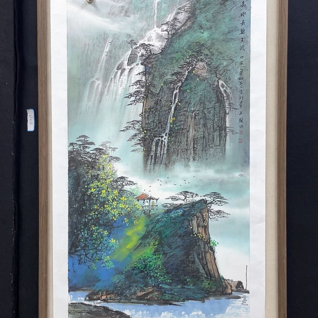 国画冰**泓手绘国画，原创重彩山水，李有训，画心