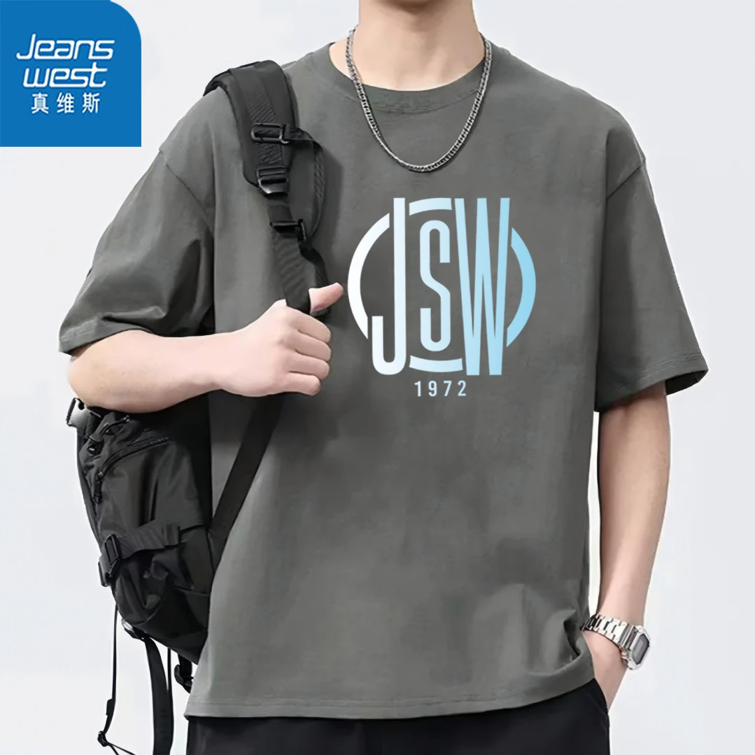 真维斯潮牌短袖T恤男士夏季街头美式ins重磅休闲圆领短袖JSW-HL