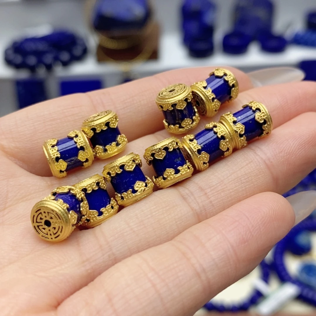 青金石银S925镀金镶嵌颈饰