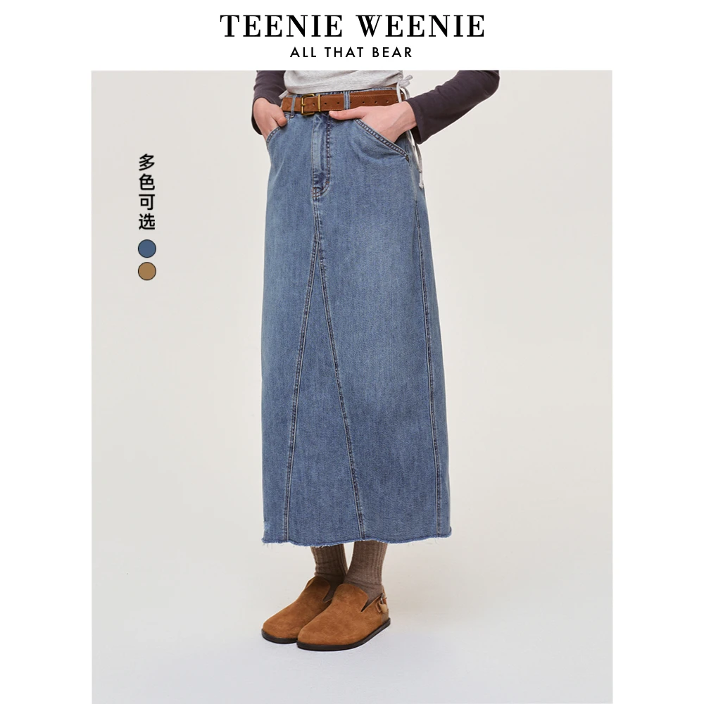 *TeenieWeenie小熊25年春夏新款复古设计感中长半身裙TTWJ256302N