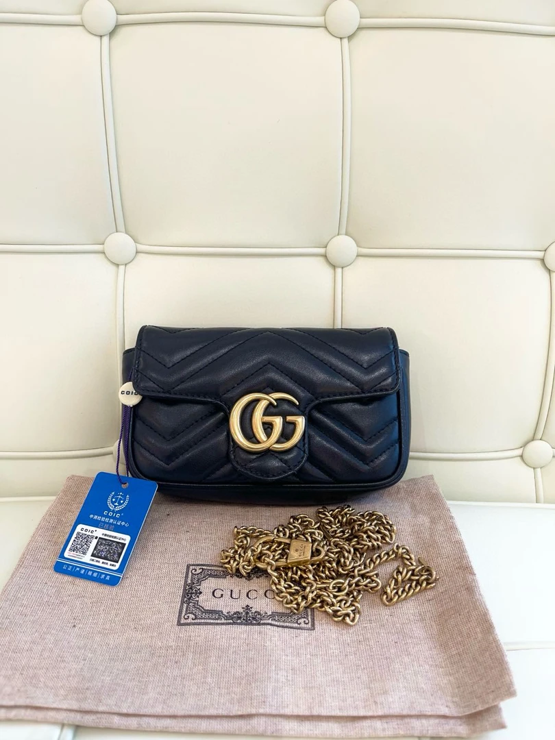 95新 GUCCI/古驰 117957 古驰马蒙黑金nano斜挎包