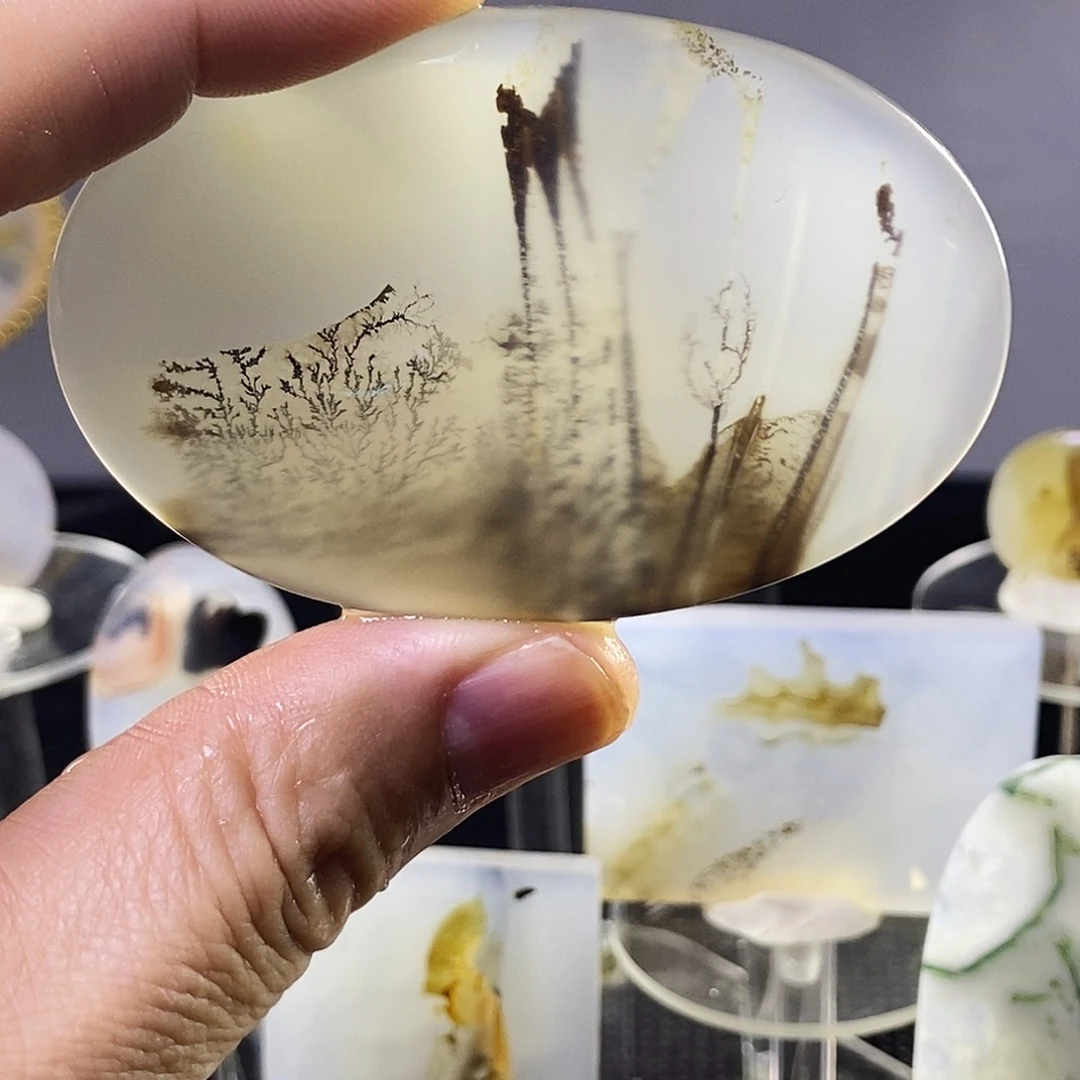 合成碳硅石非金属时尚图纹画面石饰品