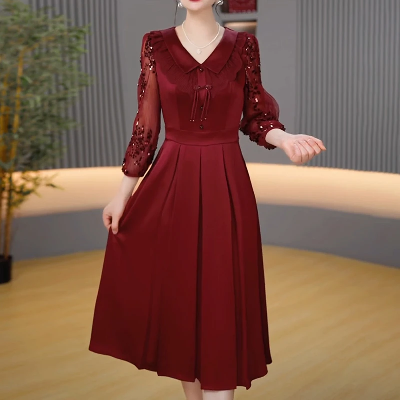 连衣裙2025新款女春秋五一轻奢高级感喜婆婆婚宴妈妈礼服高贵年轻