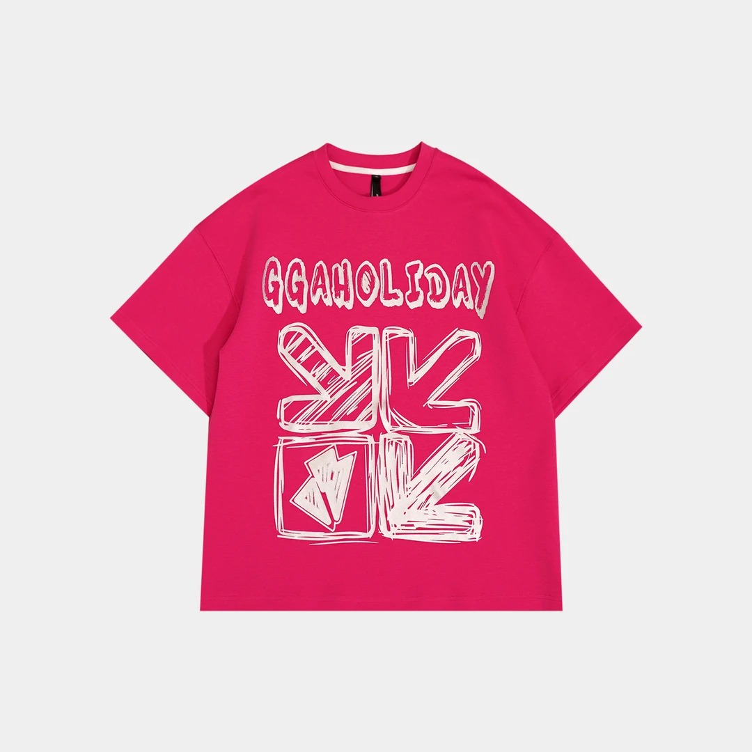 GGAHOLIDAY设计师时尚宽松休闲百搭印花圆领短袖T恤上衣-152272