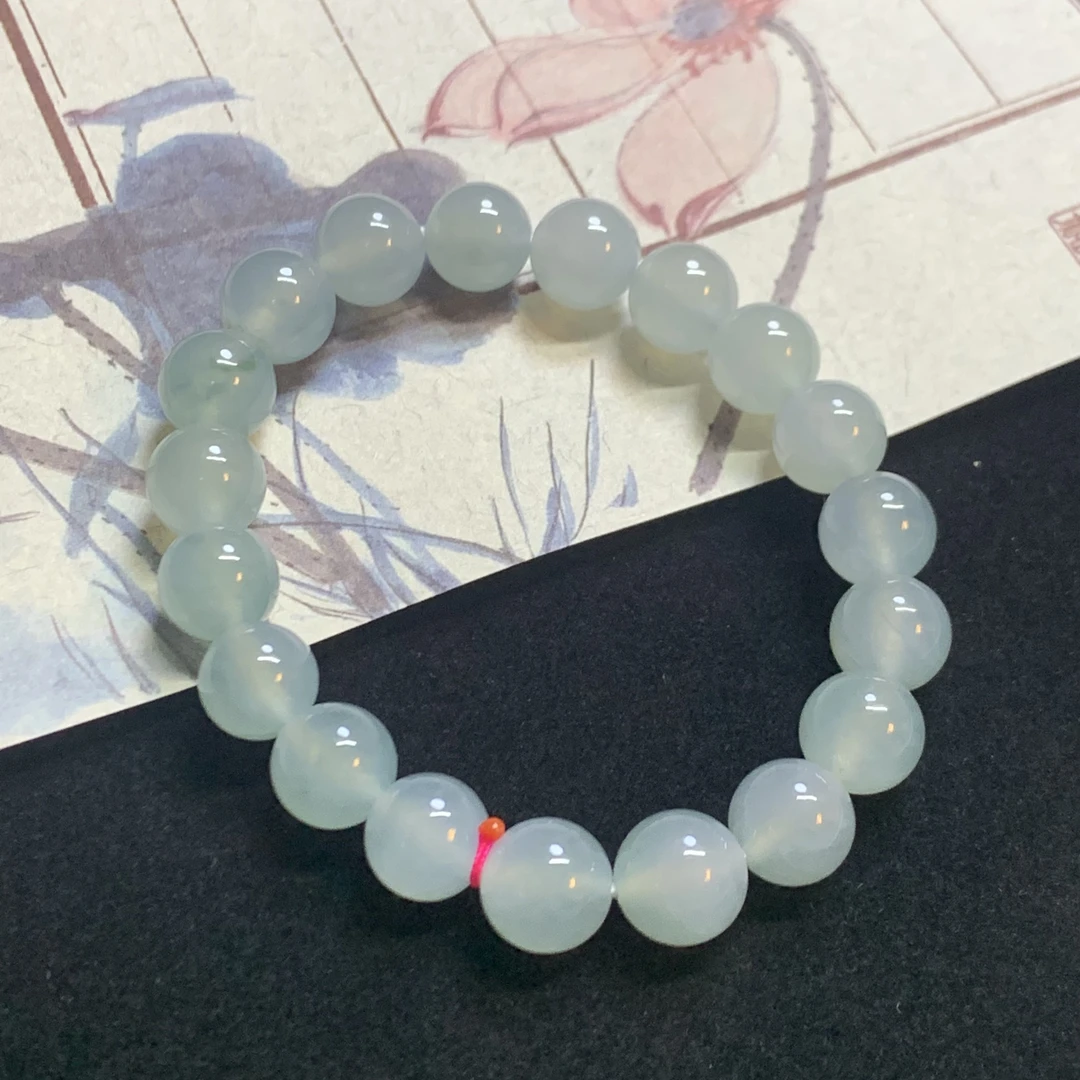 【琪宝臻选】冰蓝底手串 卡9.4-10.1mm 天然缅甸翡翠A货 95折