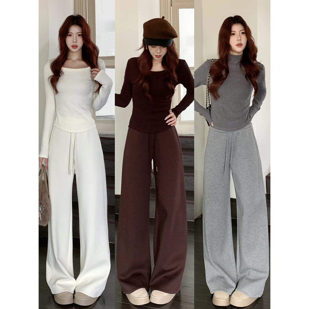 甜辣多多【加绒云朵】双面澳绒打底衫女2025年秋冬磨毛沙漏腰打底衫