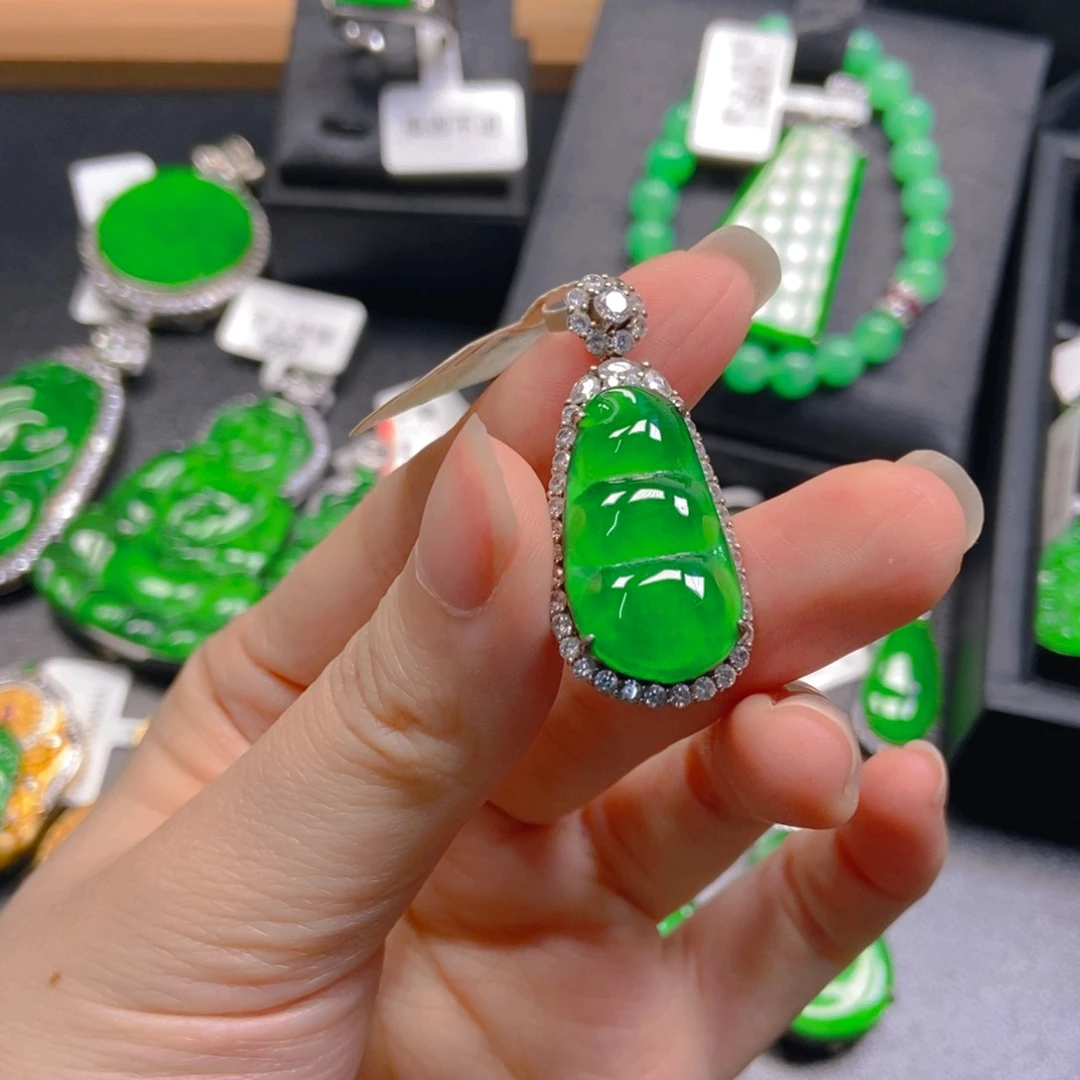 翡翠银S925镶嵌吊坠(不含链)