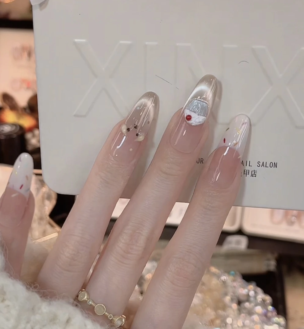 【冰淇淋小狗】纯手工穿戴甲光疗美甲片（无收纳盒）