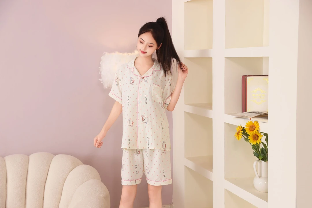 薄款短裤夏季可爱短袖睡衣夏天家居服套装舒适透气两件套休闲印花