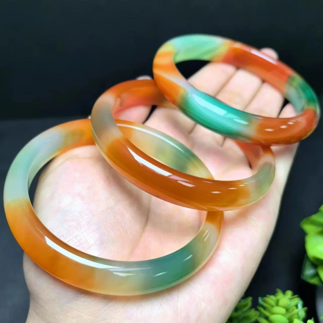 面面来财珠宝S6022 七色彩虹孔雀盐源玛瑙手镯-多样性只发一件