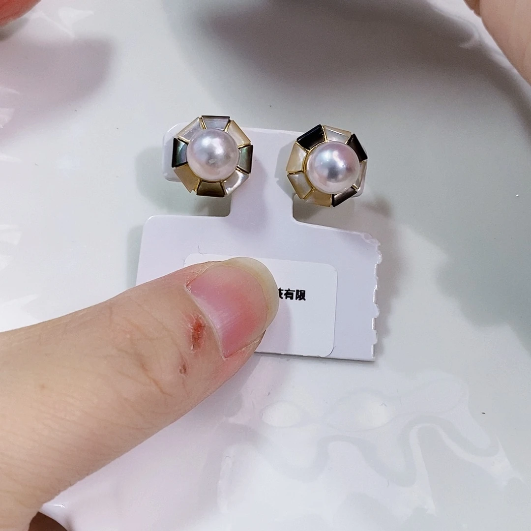 银S925镶嵌海水珍珠月底特价不退不换耳饰彬***妮