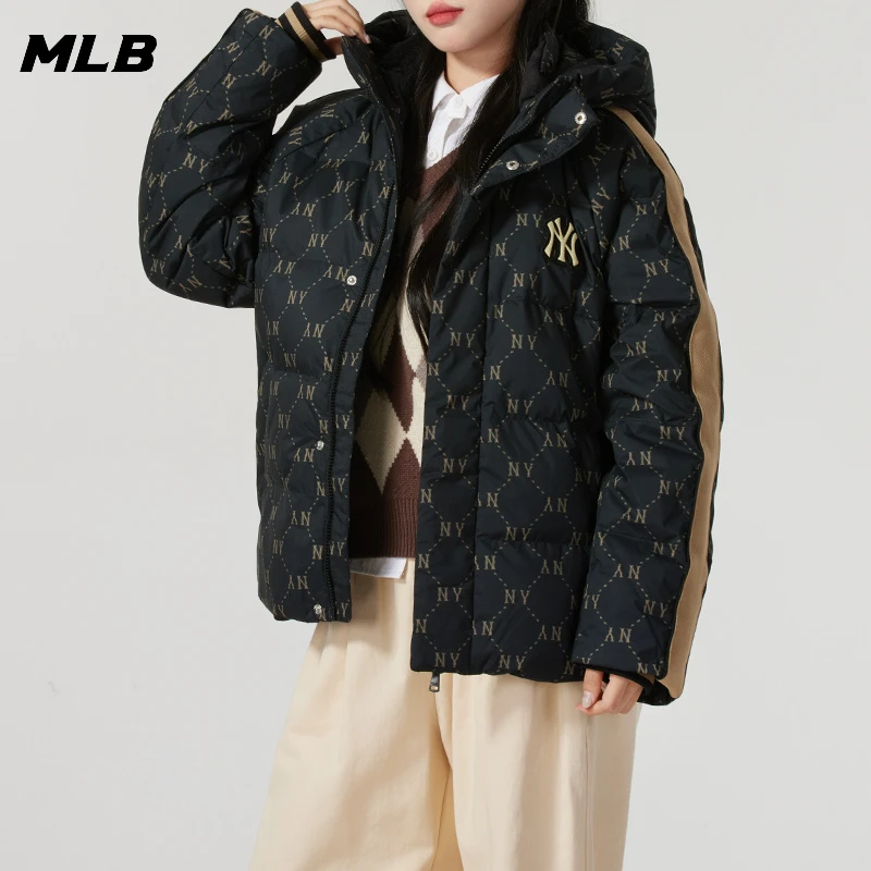 MLB羽绒服男装女装保暖情侣休闲服连帽印花羽绒外套3ADJM0546