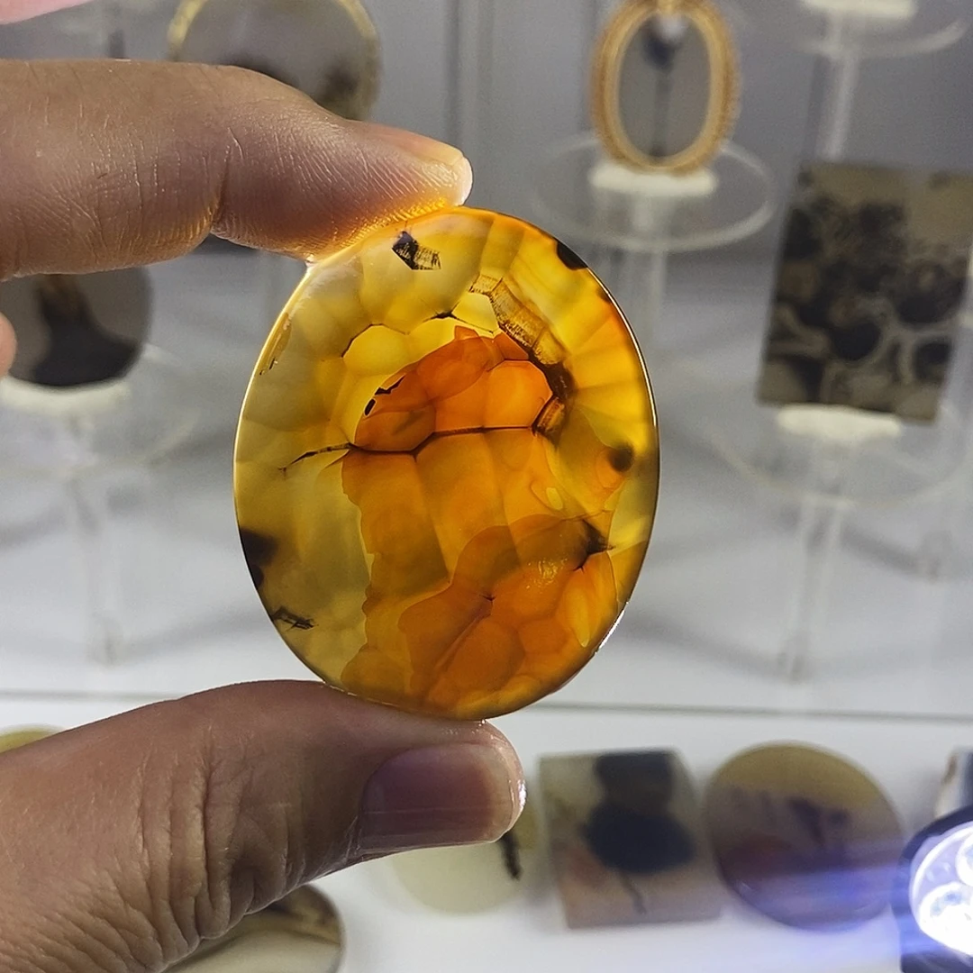 合成碳硅石非金属时尚图纹画面石饰品