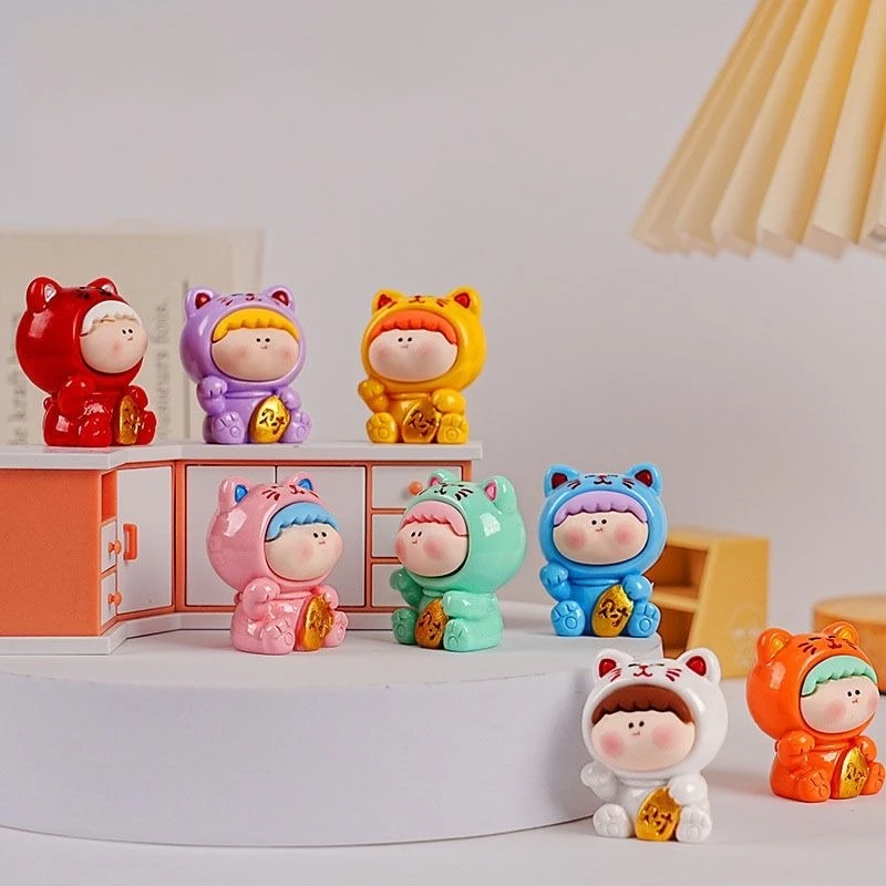 【九宫格+对对碰+许愿】新年招财猫李四树脂diy可爱摆件