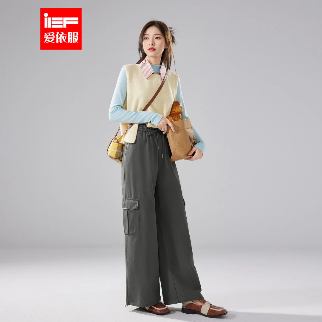 IEF/爱依服裤子2025秋季新款韩版简约休闲运动风通勤百搭哈伦裤