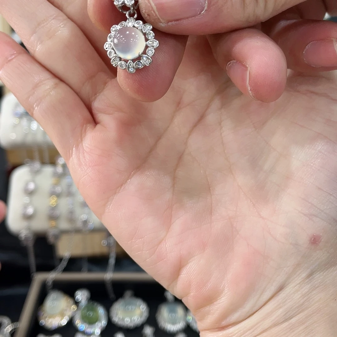 蛇纹石玉吊坠(不含链)银S925镶嵌7️⃣