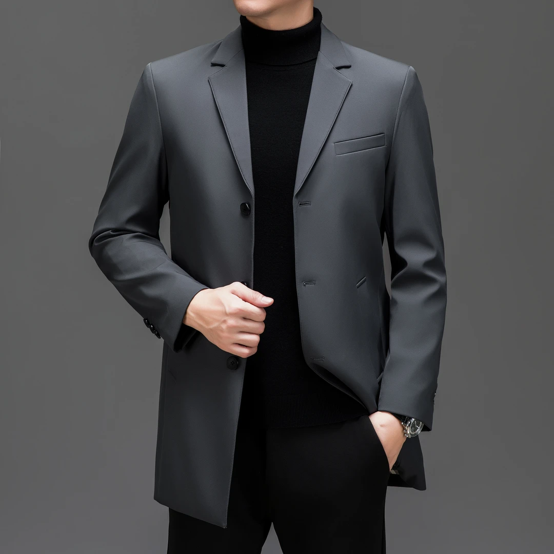 【老爺車】加长版男士风衣西服外套酷帅中青年长外套四季款西装风衣