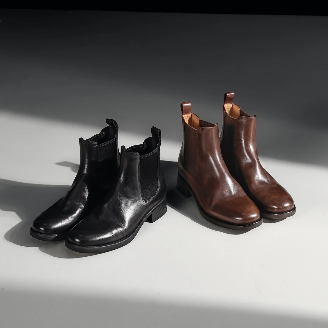 （胎牛版）复古做旧极简老钱风切尔西短靴女圆头时尚百搭休闲英伦