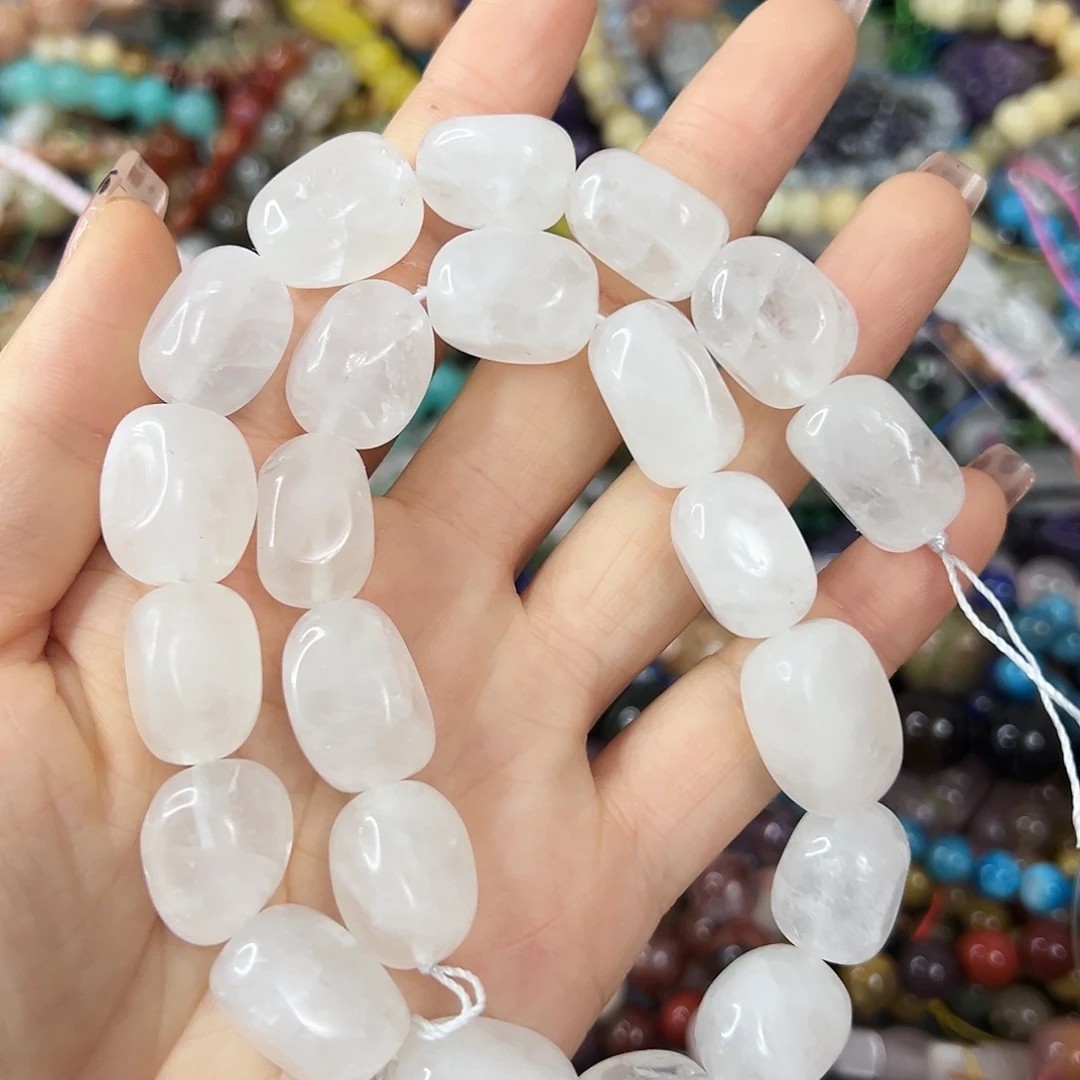 玛瑙/玉髓未镶嵌珠宝半成品 卡12✖️17奶白水晶块一条