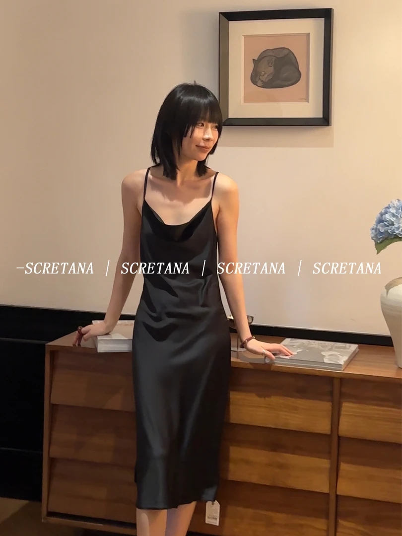 SCRETANA/安娜的秘密夏日抹茶裙纯欲清冷露背可外穿吊带睡裙