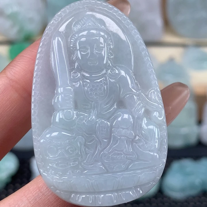 颈饰未镶嵌翡翠文殊菩萨吊坠