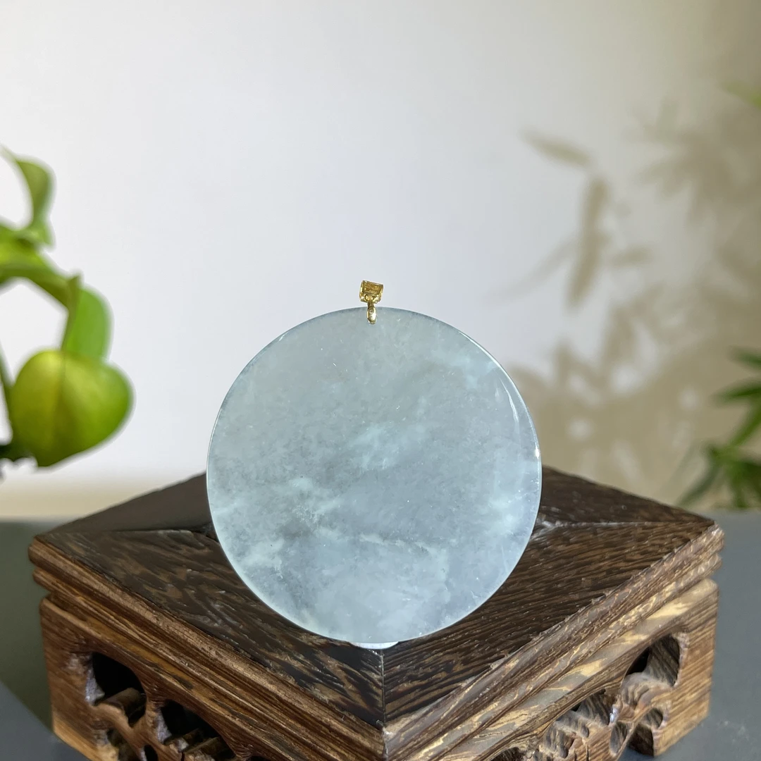 JXW09-90 天然翡翠缅甸A货 18K扣无事牌