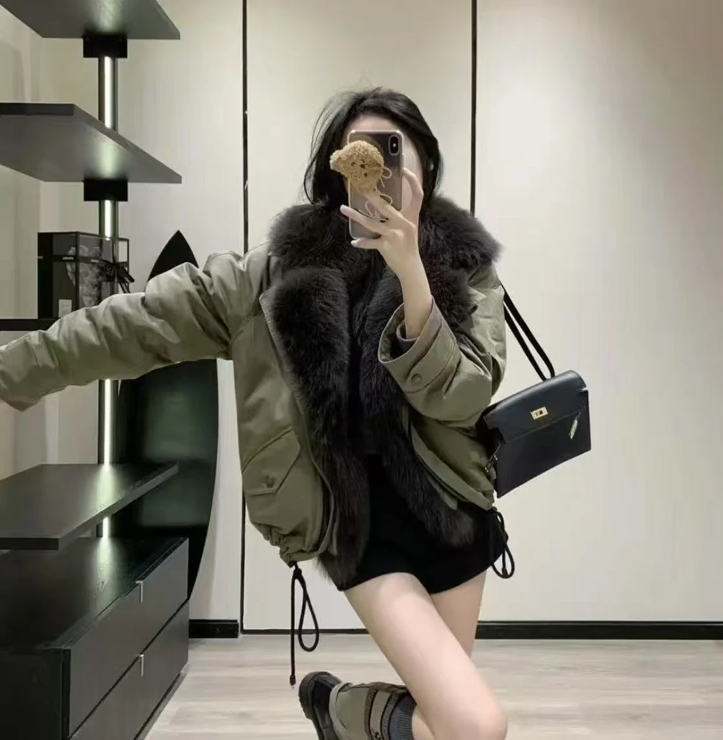 新款鹅绒派克服狐狸大毛领高端保暖冬季毛领可拆23376