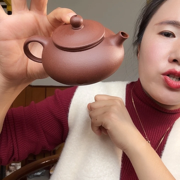 紫砂茶壶紫泥底槽青寒江150cc