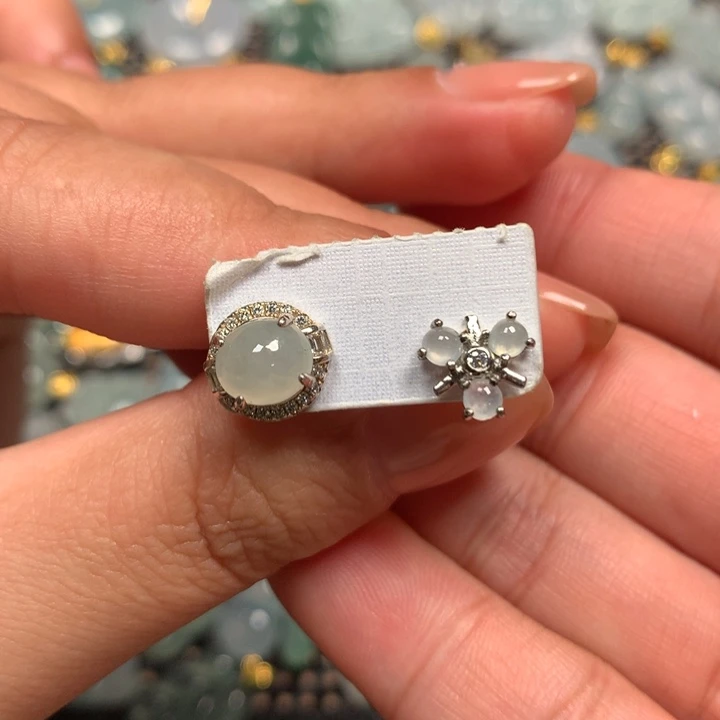 翡翠未镶嵌颈饰耳钉