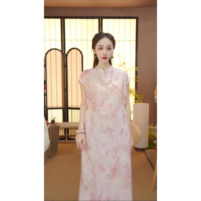 2025新中式改良中式斜襟夏季女装宽松连衣裙FB2505041