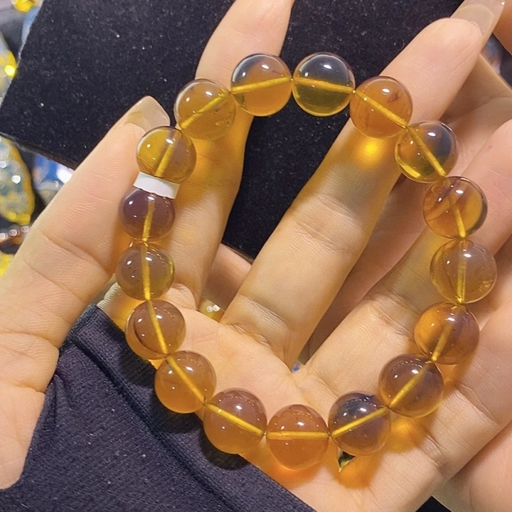 琥珀未镶嵌珠宝奇石金棕手串11