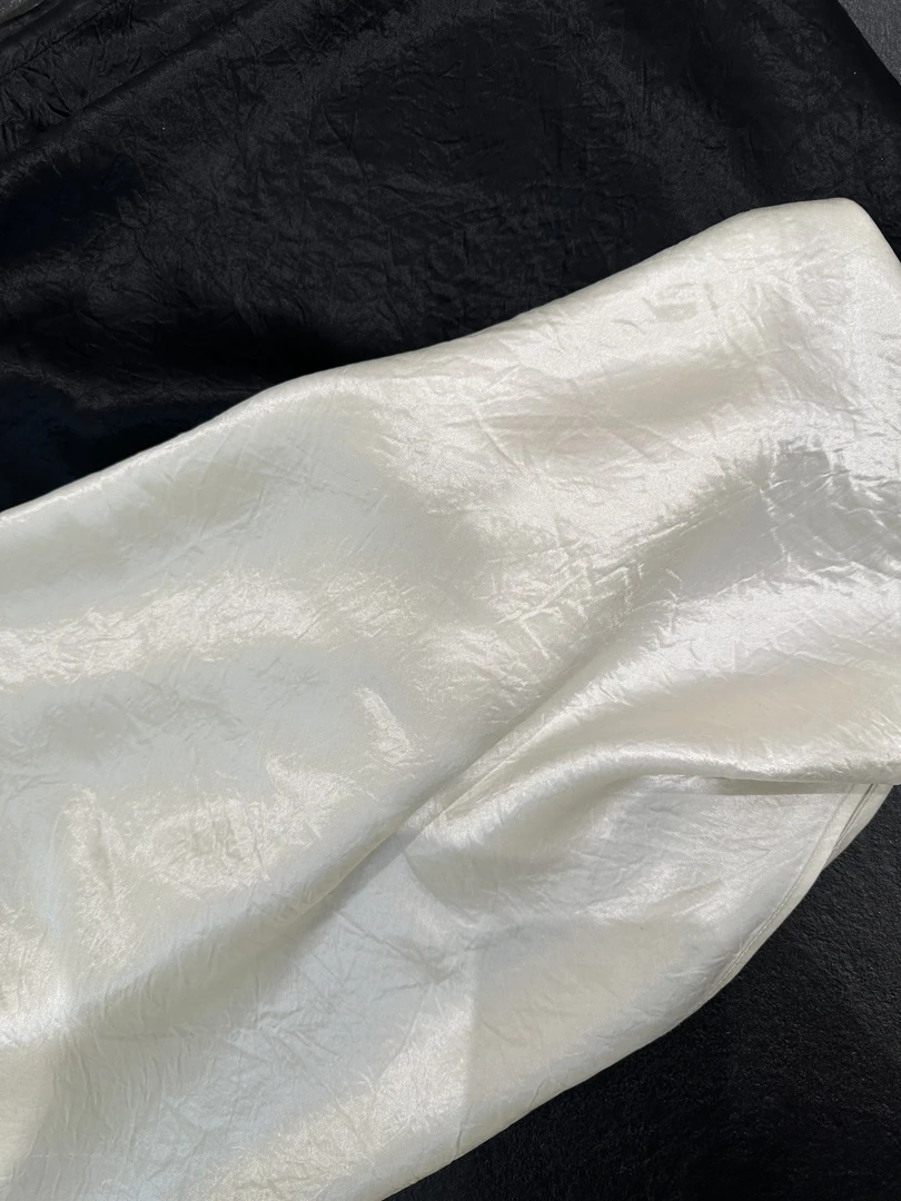 特殊皱I00%醋酸45度斜裁工艺显瘦松紧腰半身鱼尾裙