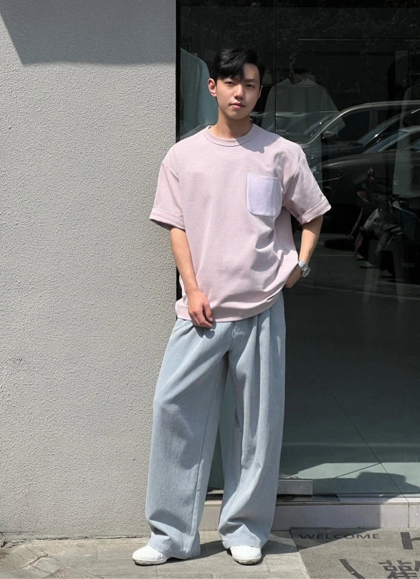 【口袋】夏季短袖宽松型圆领T恤
