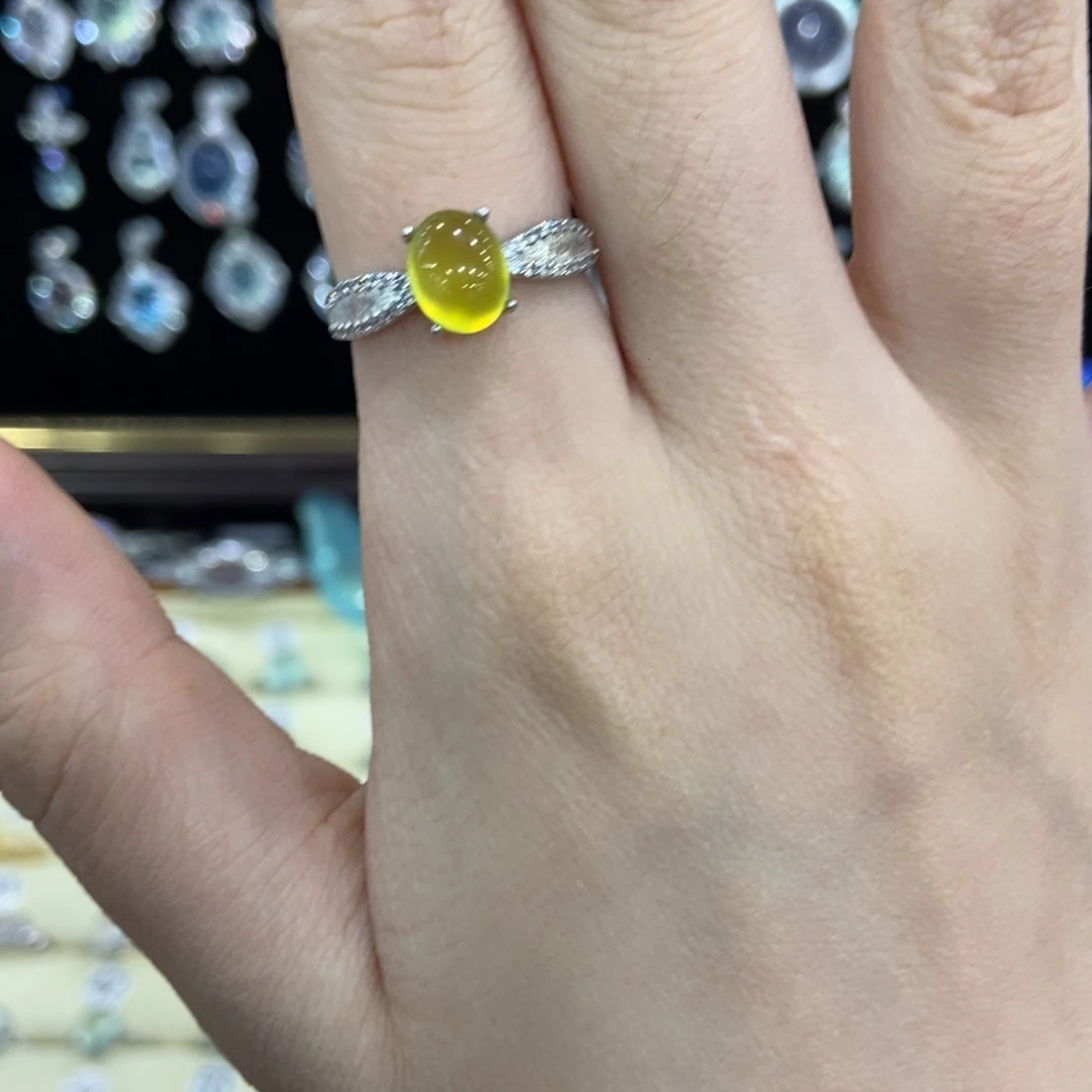 蛇纹石玉银S925镶嵌戒指