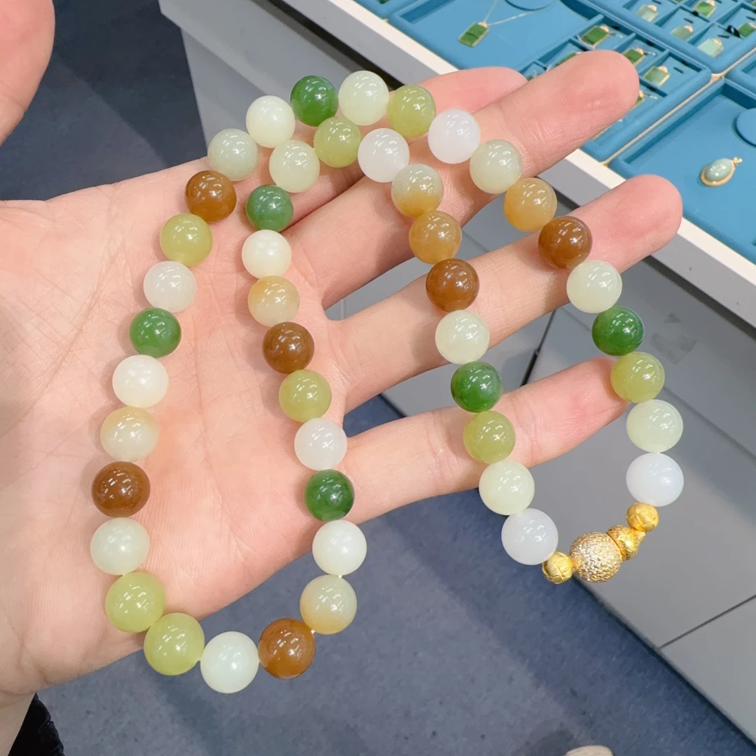 天然和田玉多宝圆珠项链约10mm左右多样性拍一发一hs