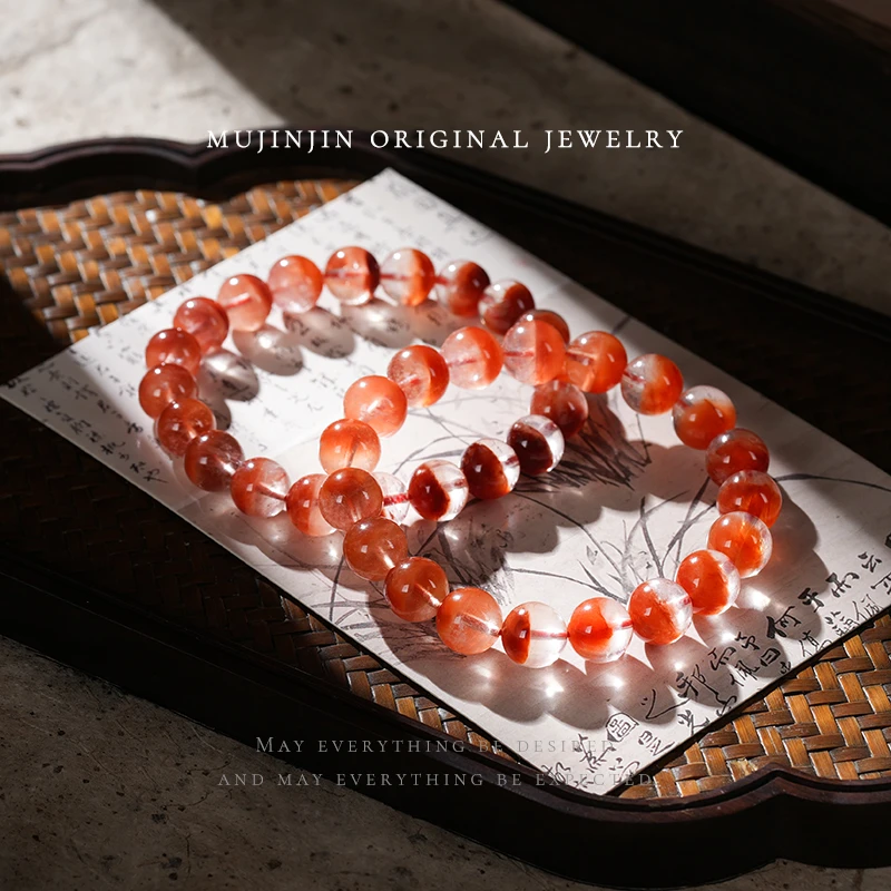 【木槿槿】天然红兔毛聚宝盆水晶手串女款气质百搭手链多样性发一