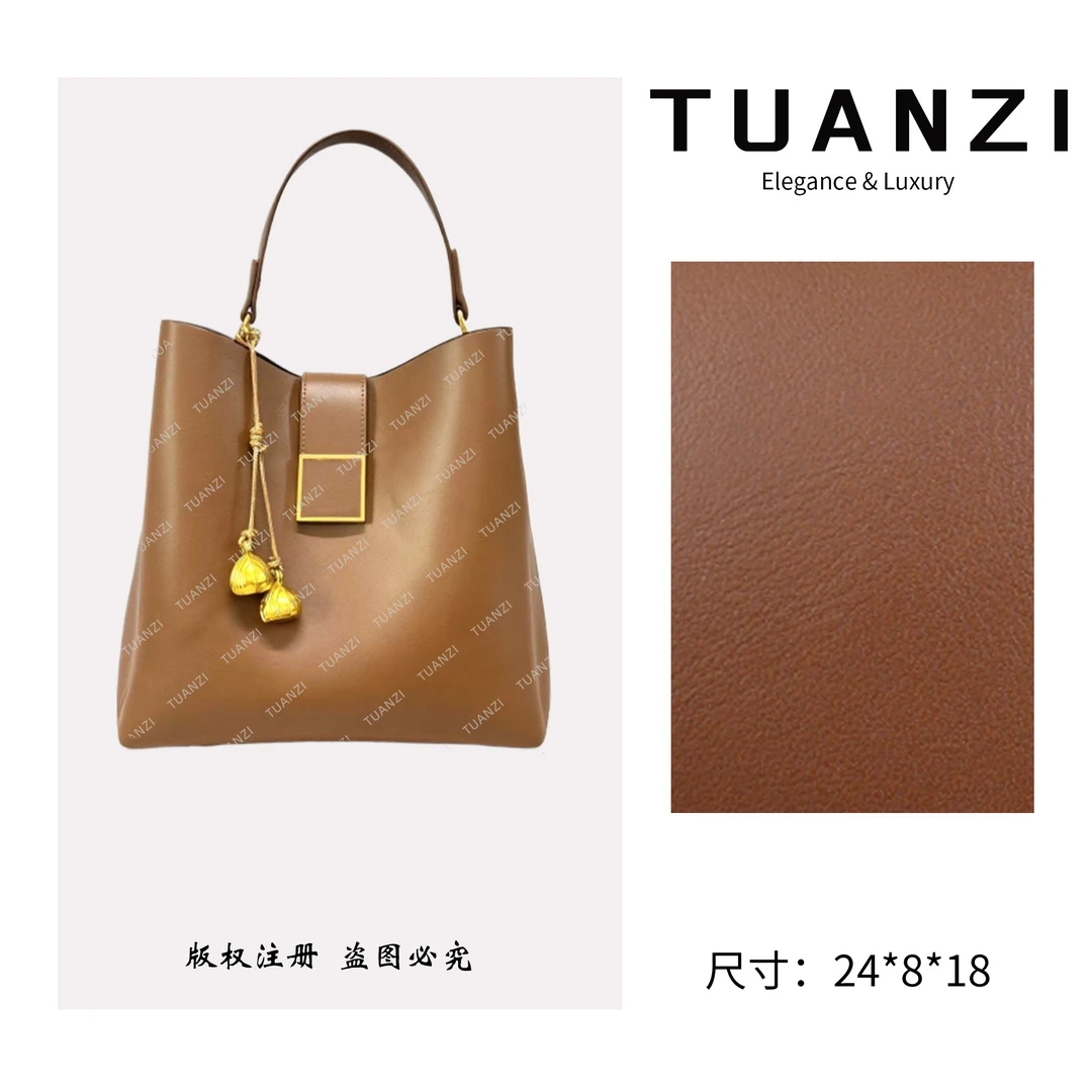 TUANZI『高端玩家』新款原创小众设计单肩水桶女包 SD-6002-棕色