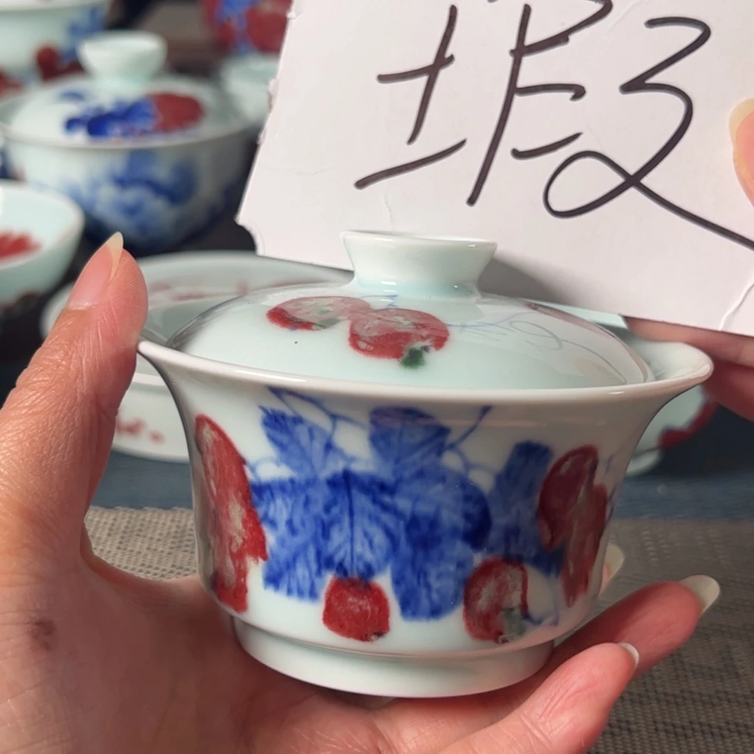 杯原矿青花釉里红瓷器