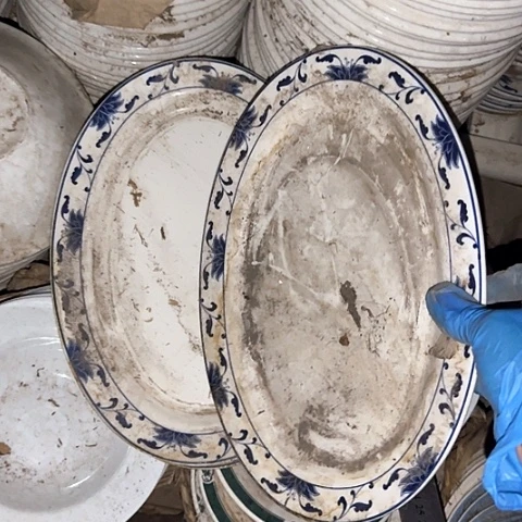 瓷片国营厂库存微瑕30厘米椭圆