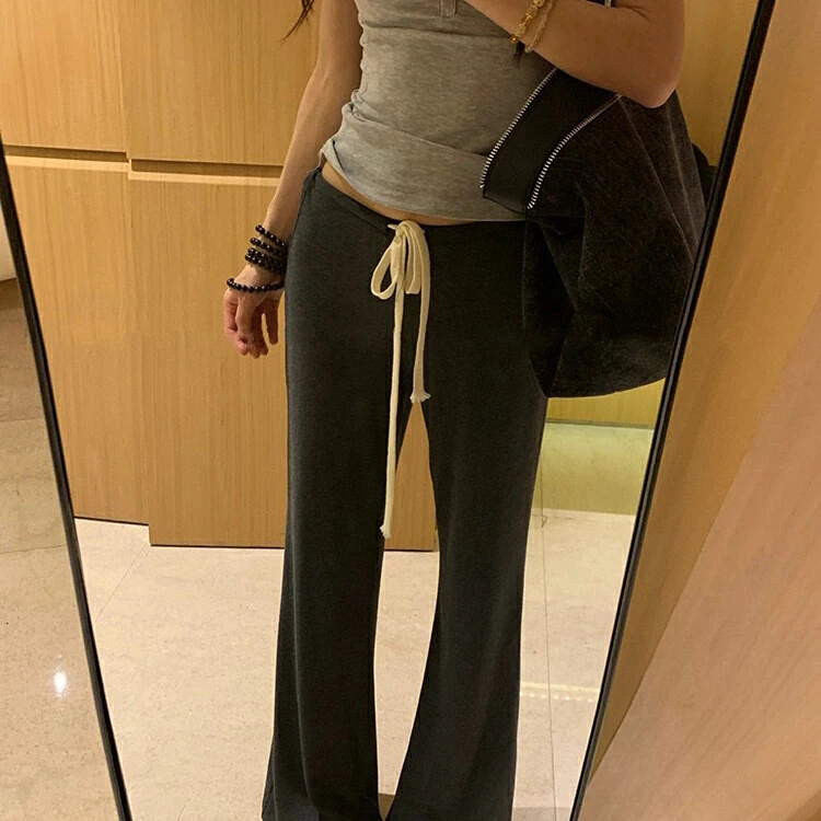 美树 WGWE-慵懒风抽绳垂感夏季微喇叭休闲裤W6136