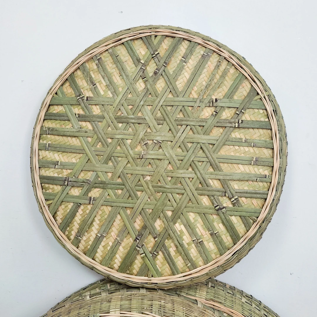 【直径70cm精编款花纹簸箕】农家青篾竹编晒东西簸箕