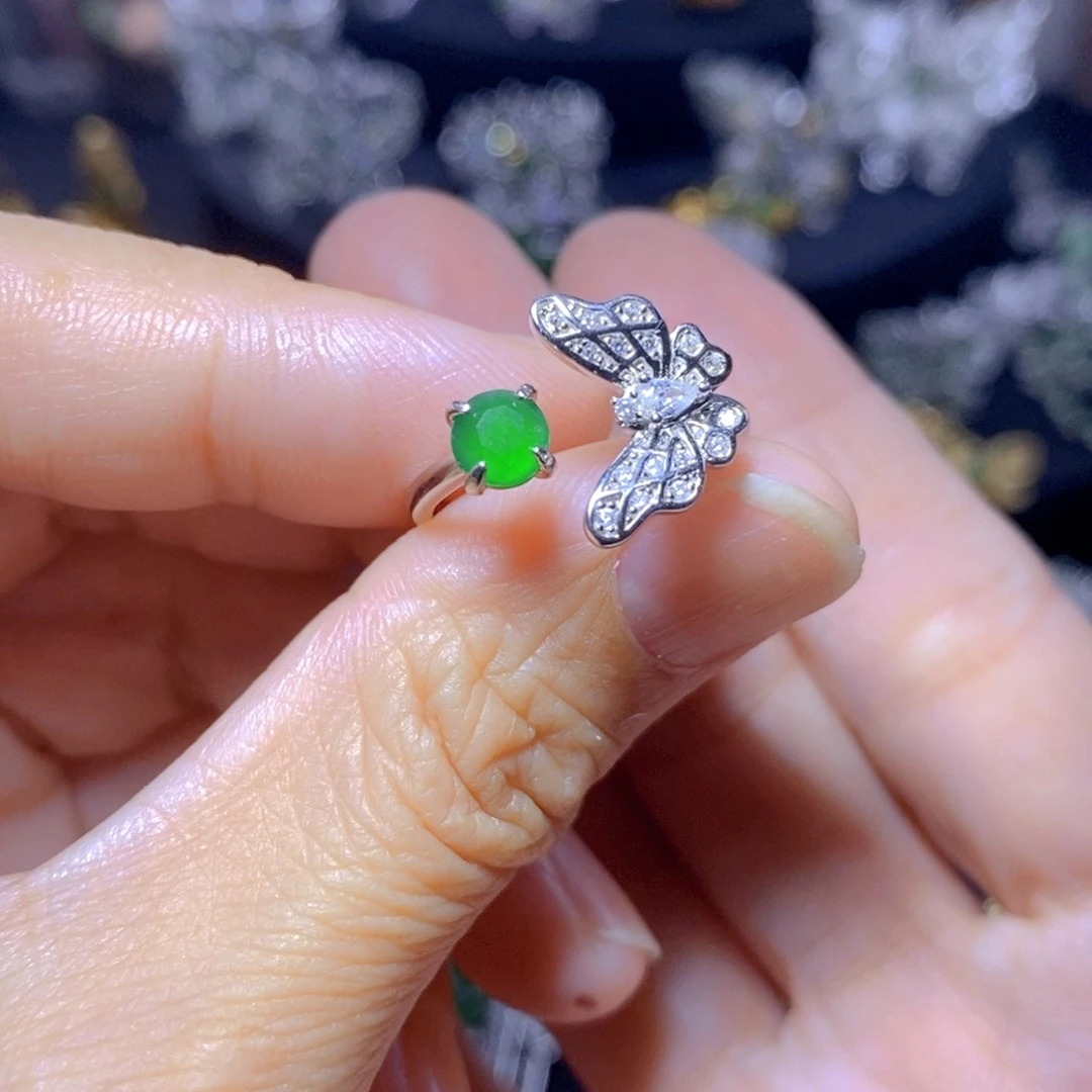 翡翠银S925镶嵌毛衣链天然翡翠