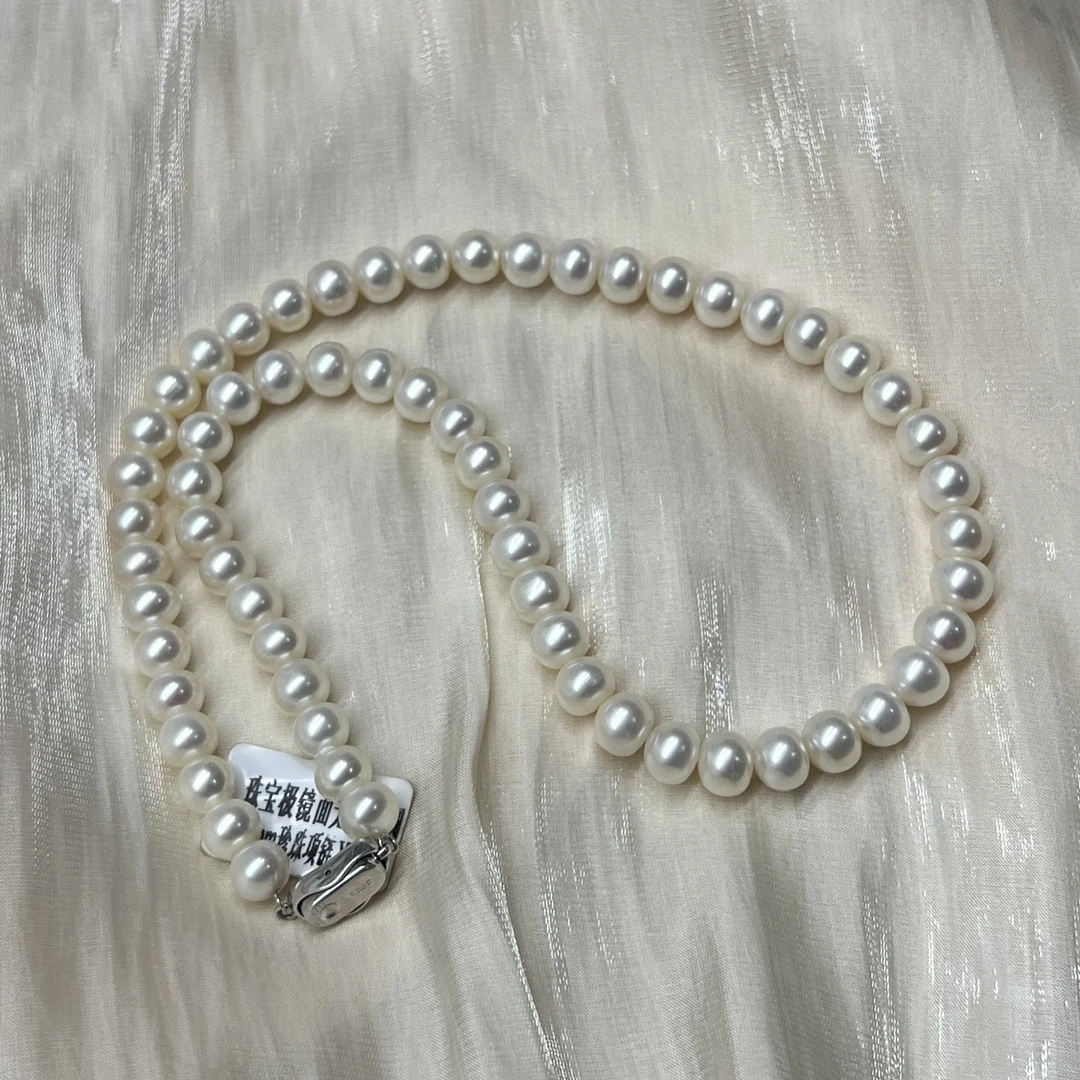 ]H9/珠宝级无暇品质/淡水珍珠项链/8-9mm/厚圆